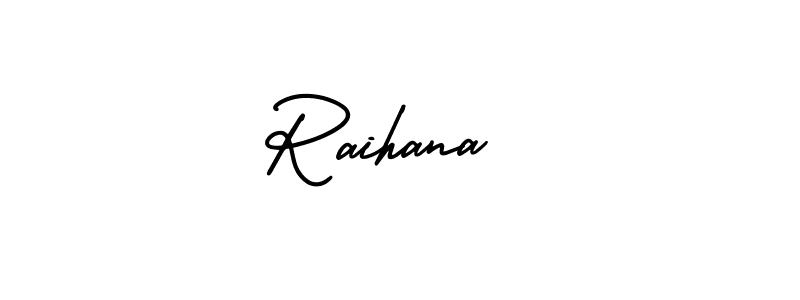 This is the best signature style for the Raihana  name. Also you like these signature font (AmerikaSignatureDemo-Regular). Mix name signature. Raihana  signature style 3 images and pictures png
