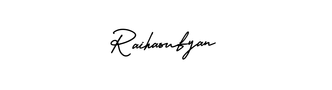 You should practise on your own different ways (AmerikaSignatureDemo-Regular) to write your name (Raihasufyan) in signature. don't let someone else do it for you. Raihasufyan signature style 3 images and pictures png