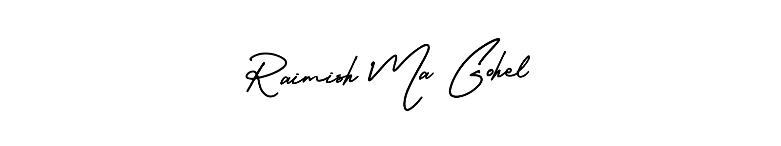 How to Draw Raimish Ma Gohel signature style? AmerikaSignatureDemo-Regular is a latest design signature styles for name Raimish Ma Gohel. Raimish Ma Gohel signature style 3 images and pictures png