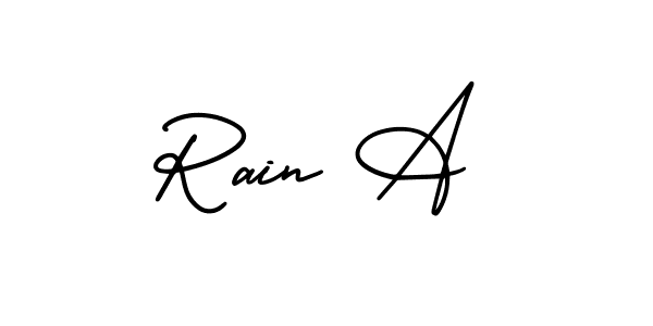 You should practise on your own different ways (AmerikaSignatureDemo-Regular) to write your name (Rain A) in signature. don't let someone else do it for you. Rain A signature style 3 images and pictures png