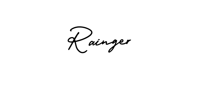 How to make Rainger name signature. Use AmerikaSignatureDemo-Regular style for creating short signs online. This is the latest handwritten sign. Rainger signature style 3 images and pictures png