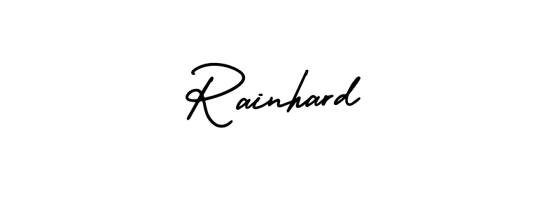 The best way (AmerikaSignatureDemo-Regular) to make a short signature is to pick only two or three words in your name. The name Rainhard include a total of six letters. For converting this name. Rainhard signature style 3 images and pictures png