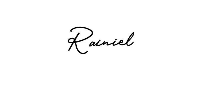 Design your own signature with our free online signature maker. With this signature software, you can create a handwritten (AmerikaSignatureDemo-Regular) signature for name Rainiel. Rainiel signature style 3 images and pictures png