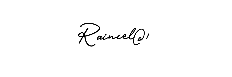 This is the best signature style for the Rainiel@1 name. Also you like these signature font (AmerikaSignatureDemo-Regular). Mix name signature. Rainiel@1 signature style 3 images and pictures png