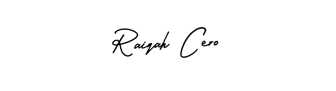 How to make Raiqah Cero name signature. Use AmerikaSignatureDemo-Regular style for creating short signs online. This is the latest handwritten sign. Raiqah Cero signature style 3 images and pictures png