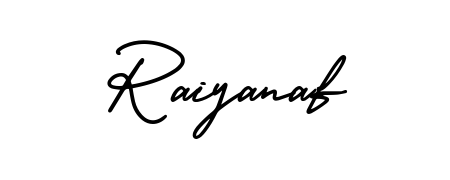 A dynamic signature style for Raiyanaf using AmerikaSignatureDemo-Regular script. Designed to look authentic, handwritten, and professional. Raiyanaf signature style 3 images and pictures png