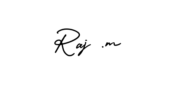 The best way (AmerikaSignatureDemo-Regular) to make a short signature is to pick only two or three words in your name. The name Raj .m include a total of six letters. For converting this name. Raj .m signature style 3 images and pictures png