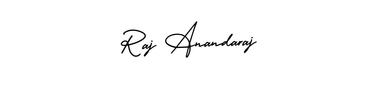 You should practise on your own different ways (AmerikaSignatureDemo-Regular) to write your name (Raj Anandaraj) in signature. don't let someone else do it for you. Raj Anandaraj signature style 3 images and pictures png