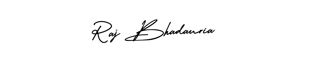 The best way (AmerikaSignatureDemo-Regular) to make a short signature is to pick only two or three words in your name. The name Raj Bhadauria include a total of six letters. For converting this name. Raj Bhadauria signature style 3 images and pictures png