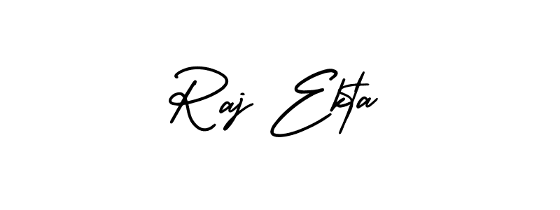 How to make Raj Ekta name signature. Use AmerikaSignatureDemo-Regular style for creating short signs online. This is the latest handwritten sign. Raj Ekta signature style 3 images and pictures png