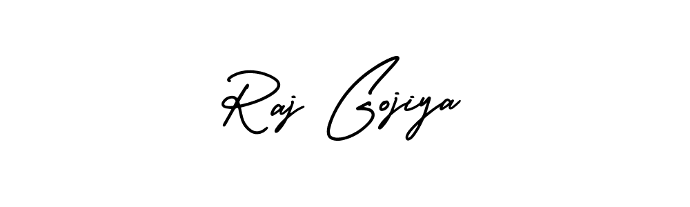 if you are searching for the best signature style for your name Raj Gojiya. so please give up your signature search. here we have designed multiple signature styles  using AmerikaSignatureDemo-Regular. Raj Gojiya signature style 3 images and pictures png
