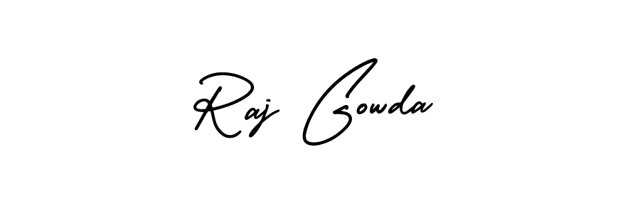 This is the best signature style for the Raj Gowda name. Also you like these signature font (AmerikaSignatureDemo-Regular). Mix name signature. Raj Gowda signature style 3 images and pictures png