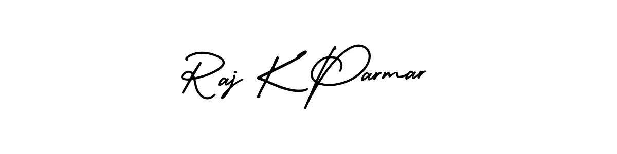 How to make Raj K Parmar name signature. Use AmerikaSignatureDemo-Regular style for creating short signs online. This is the latest handwritten sign. Raj K Parmar signature style 3 images and pictures png