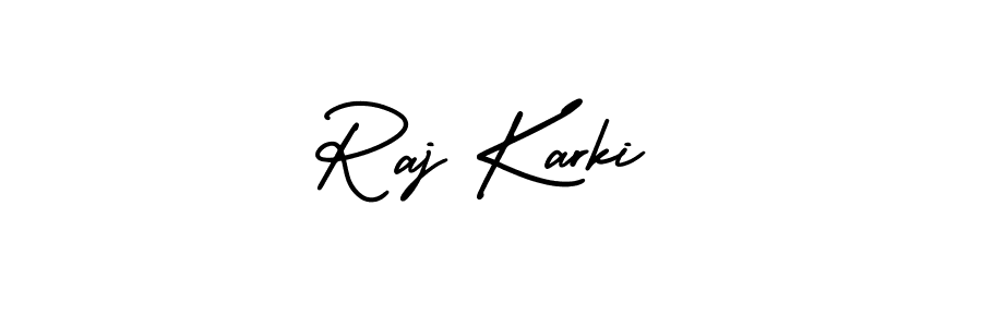 Also You can easily find your signature by using the search form. We will create Raj Karki name handwritten signature images for you free of cost using AmerikaSignatureDemo-Regular sign style. Raj Karki signature style 3 images and pictures png