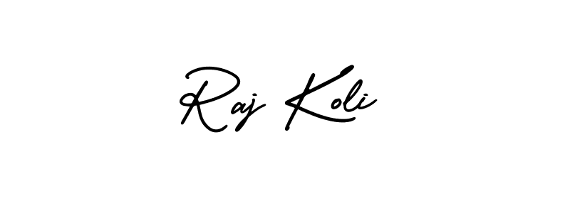 You should practise on your own different ways (AmerikaSignatureDemo-Regular) to write your name (Raj Koli) in signature. don't let someone else do it for you. Raj Koli signature style 3 images and pictures png