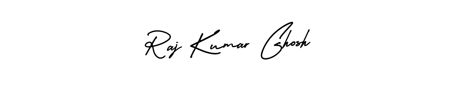 The best way (AmerikaSignatureDemo-Regular) to make a short signature is to pick only two or three words in your name. The name Raj Kumar Ghosh include a total of six letters. For converting this name. Raj Kumar Ghosh signature style 3 images and pictures png