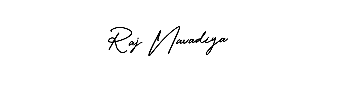 Raj Navadiya stylish signature style. Best Handwritten Sign (AmerikaSignatureDemo-Regular) for my name. Handwritten Signature Collection Ideas for my name Raj Navadiya. Raj Navadiya signature style 3 images and pictures png