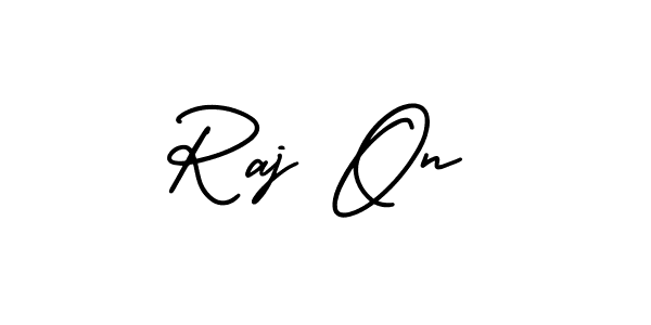 How to make Raj On name signature. Use AmerikaSignatureDemo-Regular style for creating short signs online. This is the latest handwritten sign. Raj On signature style 3 images and pictures png