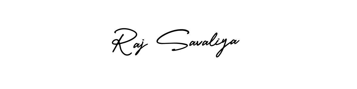 The best way (AmerikaSignatureDemo-Regular) to make a short signature is to pick only two or three words in your name. The name Raj Savaliya include a total of six letters. For converting this name. Raj Savaliya signature style 3 images and pictures png