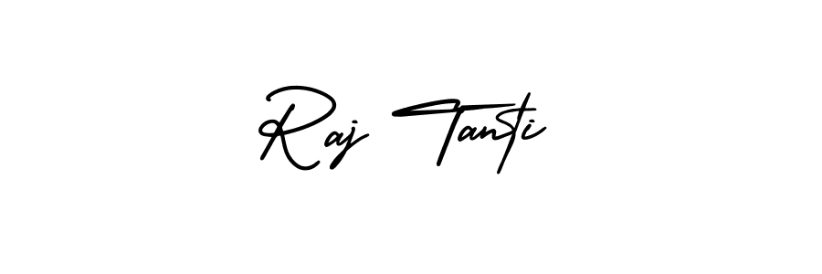 How to make Raj Tanti name signature. Use AmerikaSignatureDemo-Regular style for creating short signs online. This is the latest handwritten sign. Raj Tanti signature style 3 images and pictures png