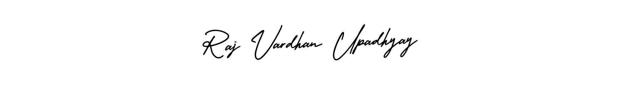 You should practise on your own different ways (AmerikaSignatureDemo-Regular) to write your name (Raj Vardhan Upadhyay) in signature. don't let someone else do it for you. Raj Vardhan Upadhyay signature style 3 images and pictures png