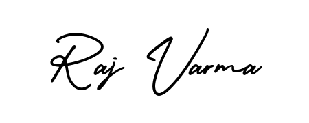 The AmerikaSignatureDemo-Regular lettering style adds unique flourish to name Raj Varma. Stand out with a custom digital autograph made in seconds. Raj Varma signature style 3 images and pictures png