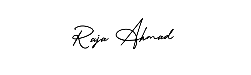 This is the best signature style for the Raja Ahmad name. Also you like these signature font (AmerikaSignatureDemo-Regular). Mix name signature. Raja Ahmad signature style 3 images and pictures png