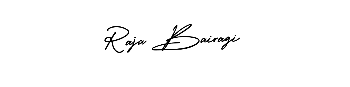 The best way (AmerikaSignatureDemo-Regular) to make a short signature is to pick only two or three words in your name. The name Raja Bairagi include a total of six letters. For converting this name. Raja Bairagi signature style 3 images and pictures png