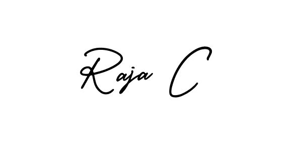 You should practise on your own different ways (AmerikaSignatureDemo-Regular) to write your name (Raja C) in signature. don't let someone else do it for you. Raja C signature style 3 images and pictures png