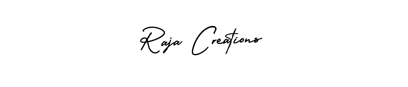 How to make Raja Creations name signature. Use AmerikaSignatureDemo-Regular style for creating short signs online. This is the latest handwritten sign. Raja Creations signature style 3 images and pictures png
