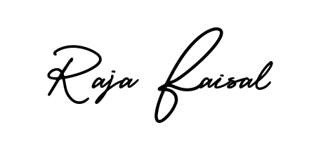 Download transparent PNG signature for name Raja Faisal styled with AmerikaSignatureDemo-Regular font. Ready to paste directly into PDF and Word agreements. Raja Faisal signature style 3 images and pictures png