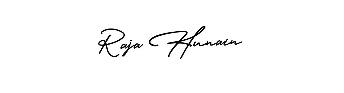 It looks lik you need a new signature style for name Raja Hunain. Design unique handwritten (AmerikaSignatureDemo-Regular) signature with our free signature maker in just a few clicks. Raja Hunain signature style 3 images and pictures png