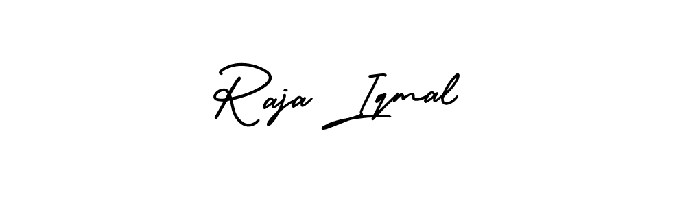 This is the best signature style for the Raja Iqmal name. Also you like these signature font (AmerikaSignatureDemo-Regular). Mix name signature. Raja Iqmal signature style 3 images and pictures png