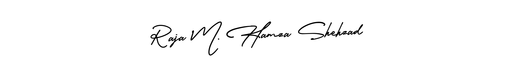 if you are searching for the best signature style for your name Raja M. Hamza Shehzad. so please give up your signature search. here we have designed multiple signature styles  using AmerikaSignatureDemo-Regular. Raja M. Hamza Shehzad signature style 3 images and pictures png