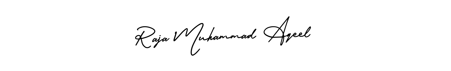 Similarly AmerikaSignatureDemo-Regular is the best handwritten signature design. Signature creator online .You can use it as an online autograph creator for name Raja Muhammad Aqeel. Raja Muhammad Aqeel signature style 3 images and pictures png