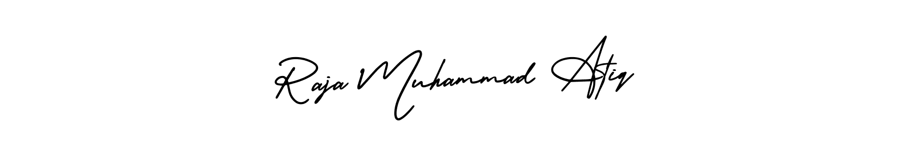 How to make Raja Muhammad Atiq name signature. Use AmerikaSignatureDemo-Regular style for creating short signs online. This is the latest handwritten sign. Raja Muhammad Atiq signature style 3 images and pictures png