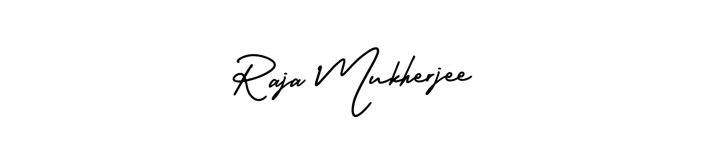 You should practise on your own different ways (AmerikaSignatureDemo-Regular) to write your name (Raja Mukherjee) in signature. don't let someone else do it for you. Raja Mukherjee signature style 3 images and pictures png