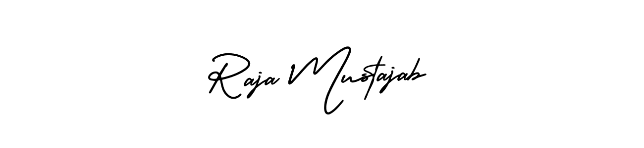 How to make Raja Mustajab name signature. Use AmerikaSignatureDemo-Regular style for creating short signs online. This is the latest handwritten sign. Raja Mustajab signature style 3 images and pictures png