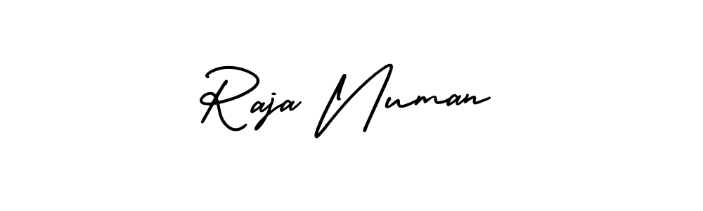 How to make Raja Numan name signature. Use AmerikaSignatureDemo-Regular style for creating short signs online. This is the latest handwritten sign. Raja Numan signature style 3 images and pictures png
