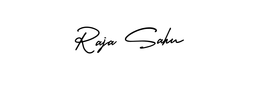 You should practise on your own different ways (AmerikaSignatureDemo-Regular) to write your name (Raja Sahu) in signature. don't let someone else do it for you. Raja Sahu signature style 3 images and pictures png