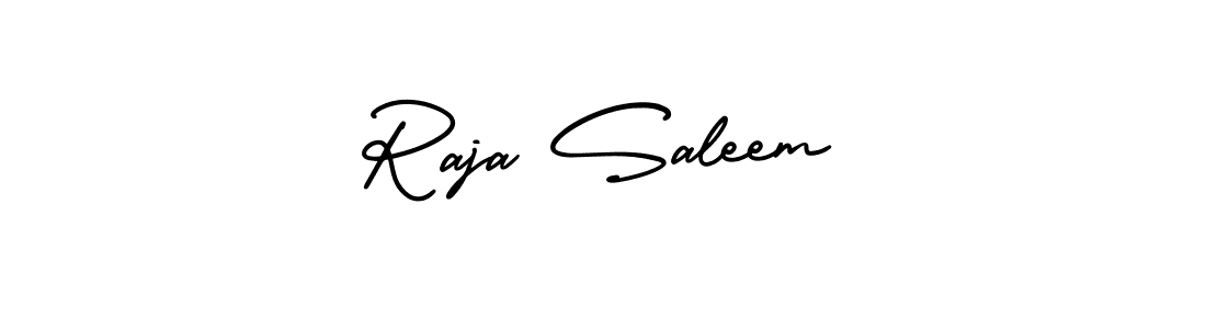 The best way (AmerikaSignatureDemo-Regular) to make a short signature is to pick only two or three words in your name. The name Raja Saleem include a total of six letters. For converting this name. Raja Saleem signature style 3 images and pictures png