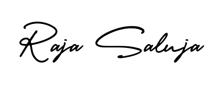 The AmerikaSignatureDemo-Regular handwriting style adds charm and authenticity to name Raja Saluja. A wonderful choice for personal thank-you notes. Raja Saluja signature style 3 images and pictures png