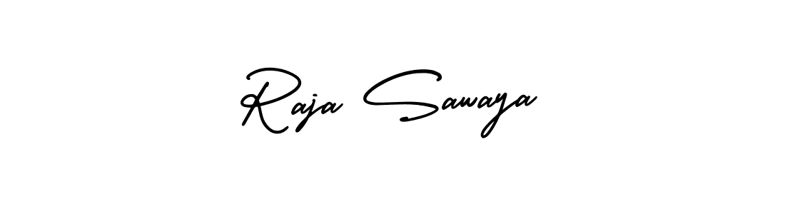 You should practise on your own different ways (AmerikaSignatureDemo-Regular) to write your name (Raja Sawaya) in signature. don't let someone else do it for you. Raja Sawaya signature style 3 images and pictures png