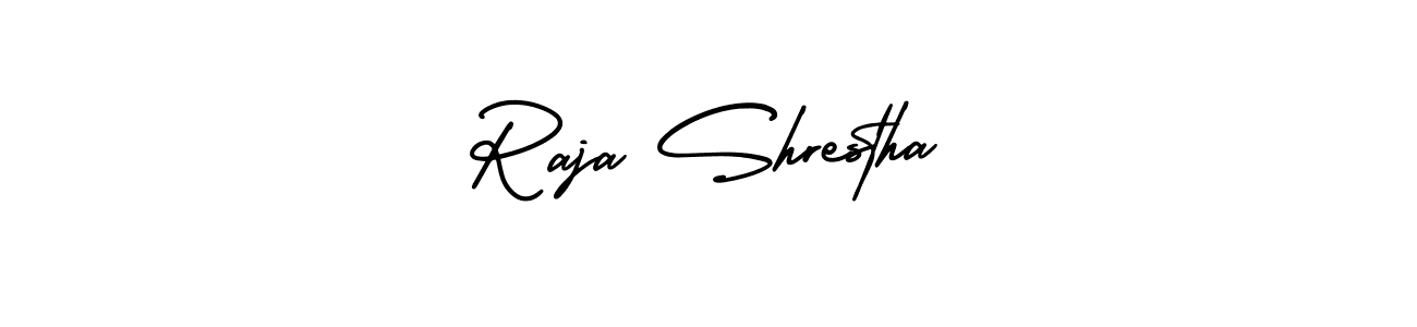 How to make Raja Shrestha name signature. Use AmerikaSignatureDemo-Regular style for creating short signs online. This is the latest handwritten sign. Raja Shrestha signature style 3 images and pictures png