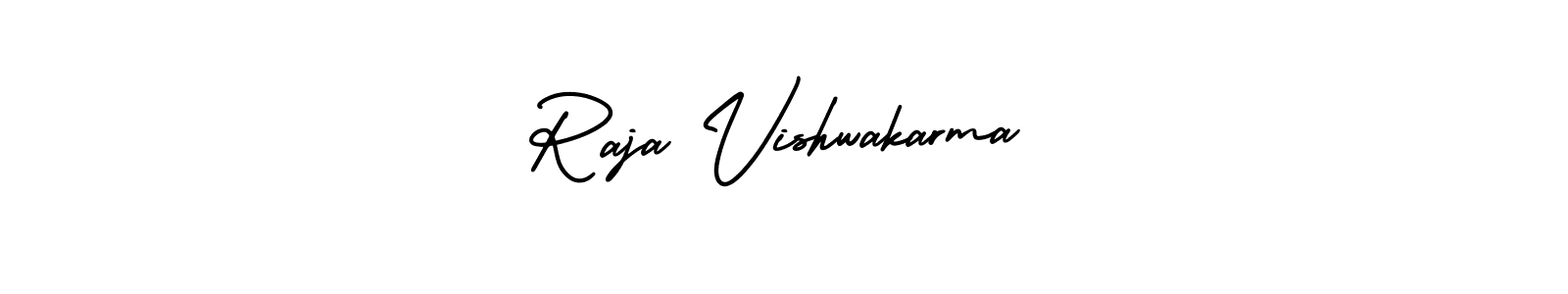 The best way (AmerikaSignatureDemo-Regular) to make a short signature is to pick only two or three words in your name. The name Raja Vishwakarma include a total of six letters. For converting this name. Raja Vishwakarma signature style 3 images and pictures png