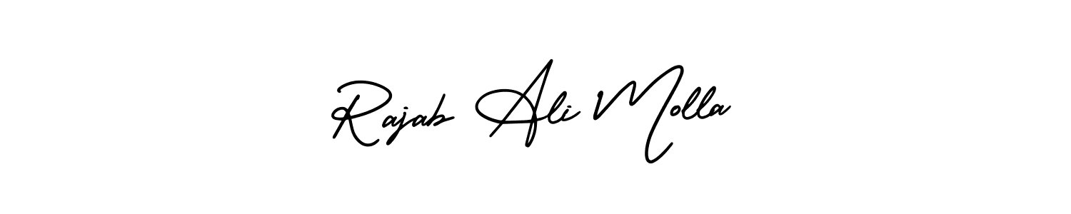 if you are searching for the best signature style for your name Rajab Ali Molla. so please give up your signature search. here we have designed multiple signature styles  using AmerikaSignatureDemo-Regular. Rajab Ali Molla signature style 3 images and pictures png