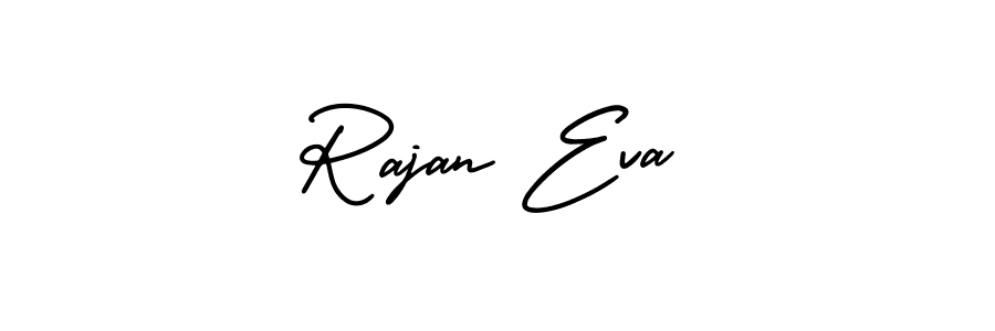 The best way (AmerikaSignatureDemo-Regular) to make a short signature is to pick only two or three words in your name. The name Rajan Eva include a total of six letters. For converting this name. Rajan Eva signature style 3 images and pictures png