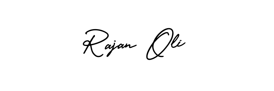 You should practise on your own different ways (AmerikaSignatureDemo-Regular) to write your name (Rajan Oli) in signature. don't let someone else do it for you. Rajan Oli signature style 3 images and pictures png