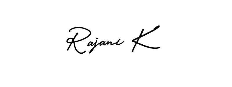 This is the best signature style for the Rajani K name. Also you like these signature font (AmerikaSignatureDemo-Regular). Mix name signature. Rajani K signature style 3 images and pictures png