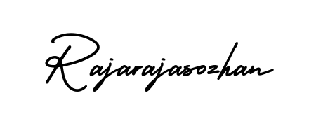 The AmerikaSignatureDemo-Regular typeface gives name Rajarajasozhan a refined look. Suitable for certificates, diplomas, and official verification. Rajarajasozhan signature style 3 images and pictures png